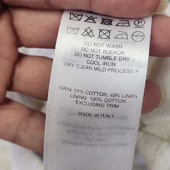 (0434) Cream Wide-Leg Pants with Blue Stripe On Side Panel - Picture 11 of 11